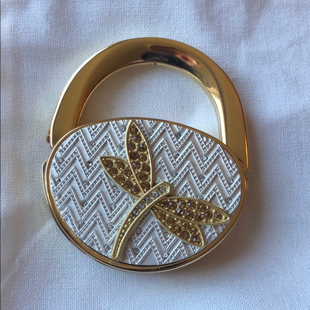 Gold Key holder hook beautiful firefly rhinestones